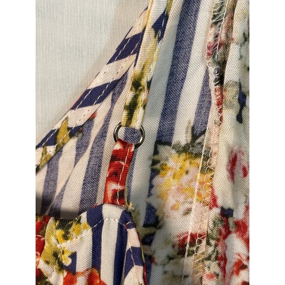 NWT VIBE Apparel Striped & Floral Sleeveless Sundress With Adjustable Straps - Picture 6 of 13